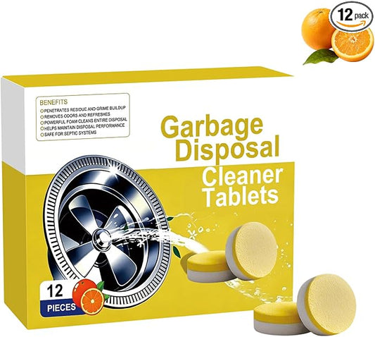 Deep Clean Disposal Tablets, Citrus Scent Garbage Disposal Cleaner Tablets, Powerful Foaming Action Removes Hidden Buildup and Keeps Kitchen Sink Fresh and Clean (1 Box (12 Pcs))