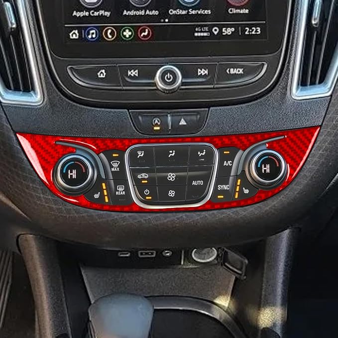 Real Carbon Fiber A/C Control Central Console Panel Interior Trim Sticker Compatible with Chevy Malibu 9th Gen 2016 2017 2018 2019 2020 2021 2022 2023 2024 Accessories Decals