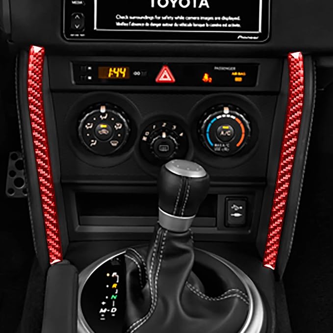 Radio Panel Central Console Side Strips Red Real Carbon Fiber Trim Stickers Compatible with Subaru BRZ/Scion FR-S/Toyota 86 2016 2017 2018 2019 2020 Car Accessories Decals