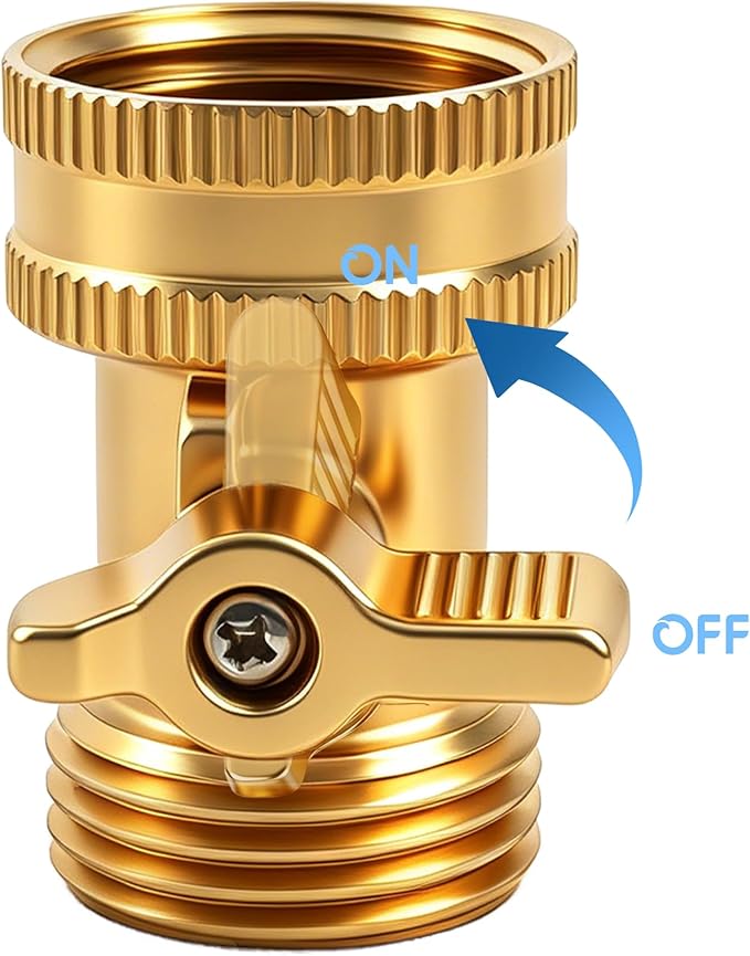 Xiny Tool Brass Garden Hose Shut Off Valve, Heavy Duty 3/4 Inch Solid Brass Garden Hose Shut Off Valve with 4 Extra Rubber Washers