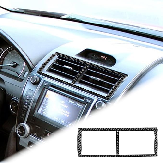 Real Carbon Fiber Trim for Toyota Camry Accessories | for 2012 2013 2014 Dashboard Central A/C Outlet Vent Panel Sticker Interior Thick Overlay Decal