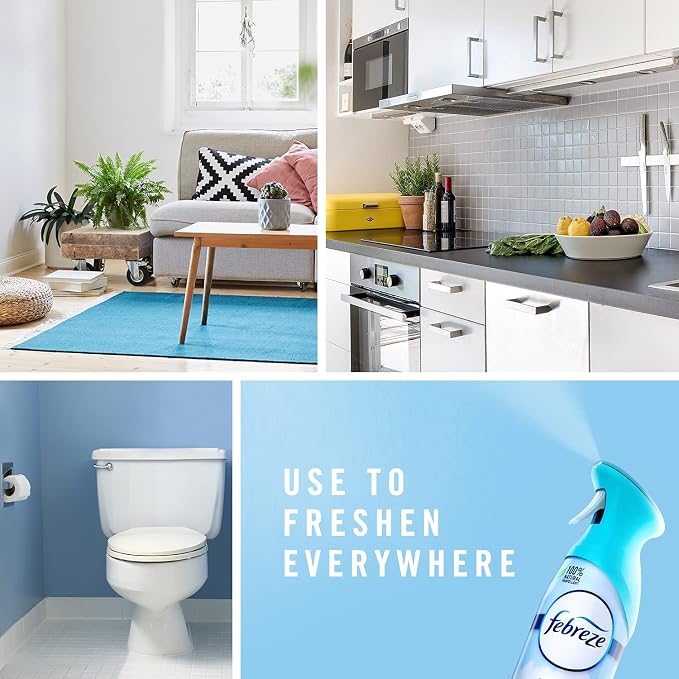 Febreze Air Mist Air Freshener Spray, Odor-Fighting Room Spray, Air Fresheners for Home and Bathroom and Kitchen, Aerosol Can, Heavy Duty Crisp Clean Scent, 8.8oz, (Pack of 3)
