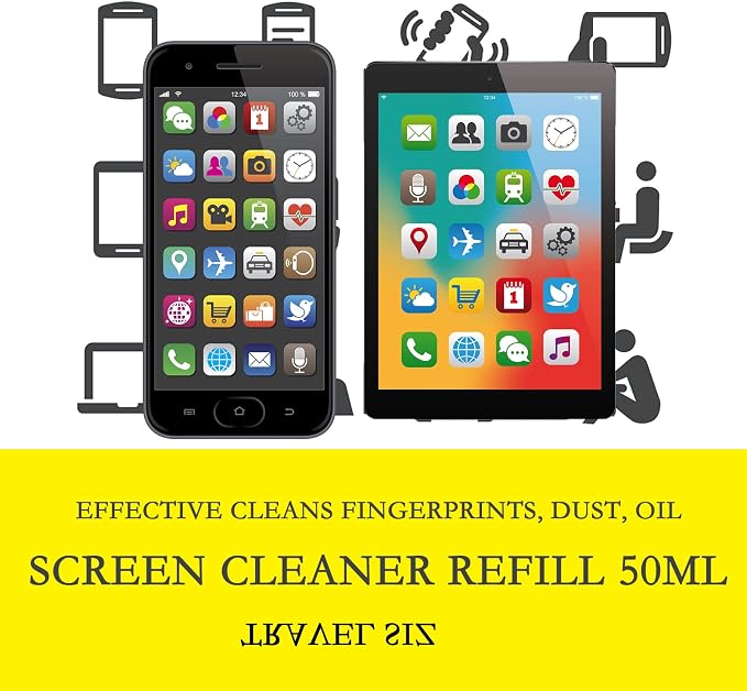 Professional Screen Cleaner Spray Refill - 50ml, Effective Cleans Fingerprints, Dust, Oil - Designed for Laptop, Phone, Ipad