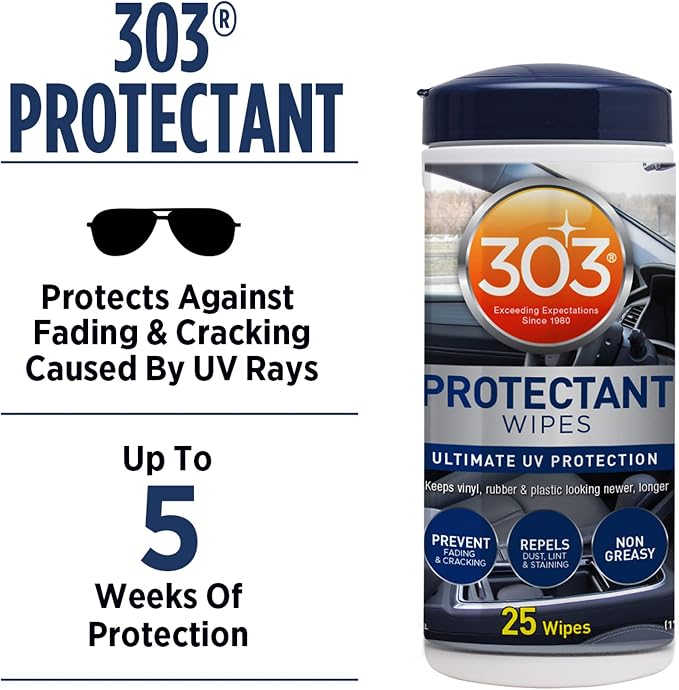303 Automotive Protectant Wipes | Cleans and protects interior and exterior surfaces with superior UV protection.