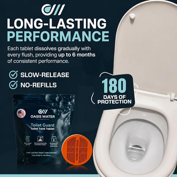 Toilet Guard Drop-In Tank Tablet (1 Tablet) | Up to 180-Day Performance | Helps Reduce Hard Water Marks, Rings & Mineral Buildup | Slow-Release Polyphosphate Formula | Bleach-Free