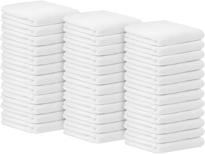 Avalon Towels Bar Towels (Pack of 36) Size 14x17 Inches – 100% Cotton, Absorbent and Reusable Cleaning Rags, Multipurpose Cleaning Towels, Terry Cloth Rags, Durable Shop Rags (White)