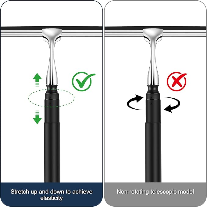 12-51’’ Telescopic Window Squeegee for High Windows, 2-in-1 Window Cleaning Kit with Extra Silicone Blade & Hook, Professional Squeegee for Shower Glass Doors (Window Squeegee for Home)