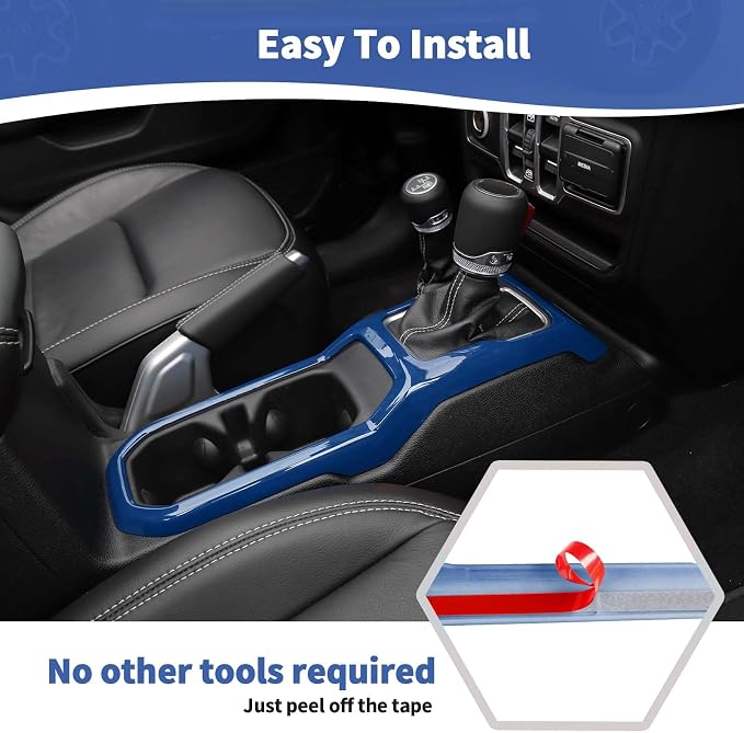 RT-TCZ for Wrangler JL Dash Trim Cover Blue, Gear Shift Panel Trim Frame for Jeep Wrangler JL JLU Gladiator JT 2018-2023 Blue Interior Accessories 3pcs