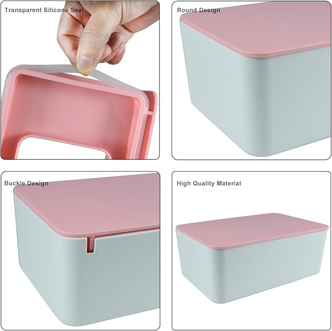 Diaper Wipes Dispenser, Tissue Storage Box Case, Wet Wipe Dispenser Holder | Refillable Wipe Container, Wipe Holder for Baby & Adult, Keeps Wipes Clean, Non-Slip, Easy Pull Wipes Pouch Case