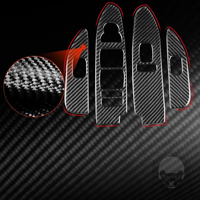 Car Window Lift Switch Panel Trim Real Carbon Fiber Compatible with Cadillac CTS 2008 2009 2010 2011 2012 2013 Interior Stickers Accessories