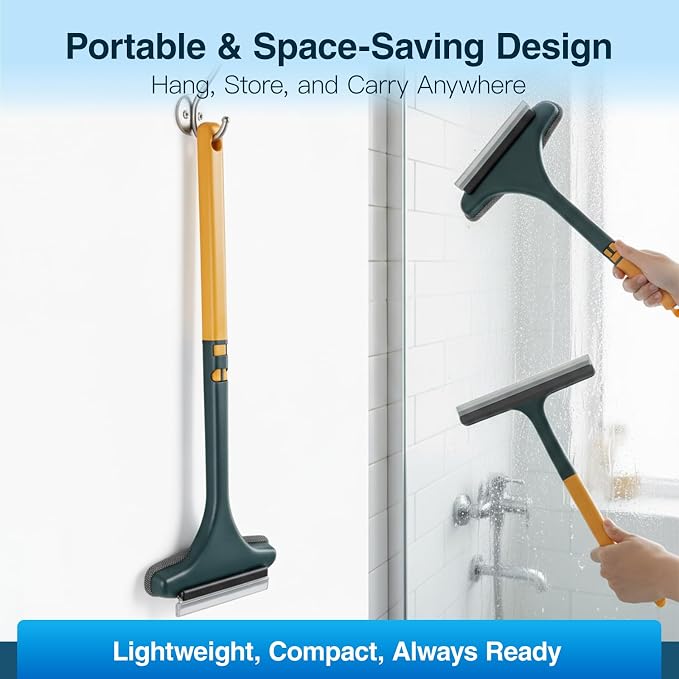 Window Mesh Screen Cleaner Brush 2 in 1 Double Sided Cleaning Tool Kit Outdoor Squeegee Washer for Glass Scrubber Multifunctional Wet & Dry Long Limpiador De Ventanas De Vidrio Scraper