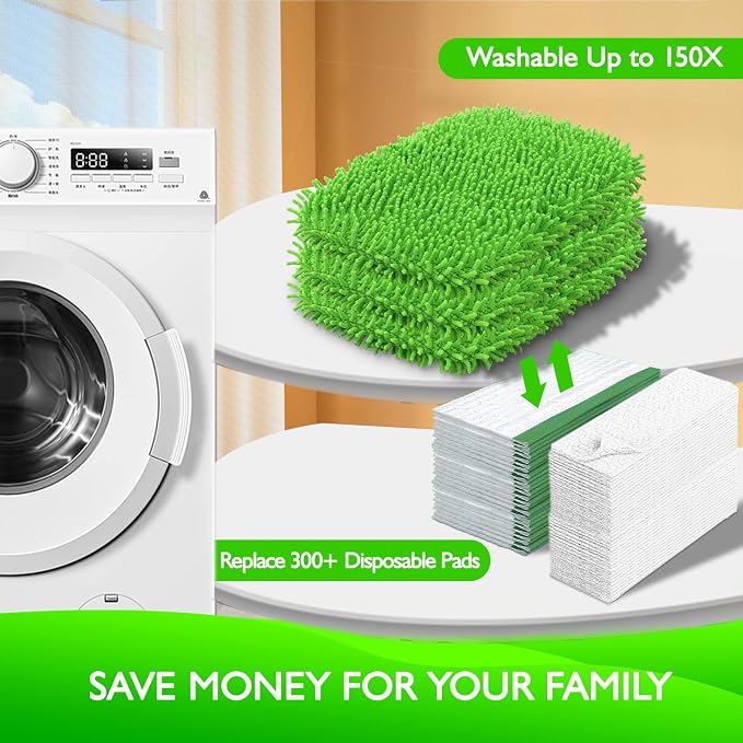 Reusable Microfiber Chenille Mop Pads for Swiffer Sweeper Mop | Washable Chenille Mop Pads, Dry Sweeping Cloths & Wet Mopping Cloths for Household Cleaning, 6 Pack (Mop is not Included)