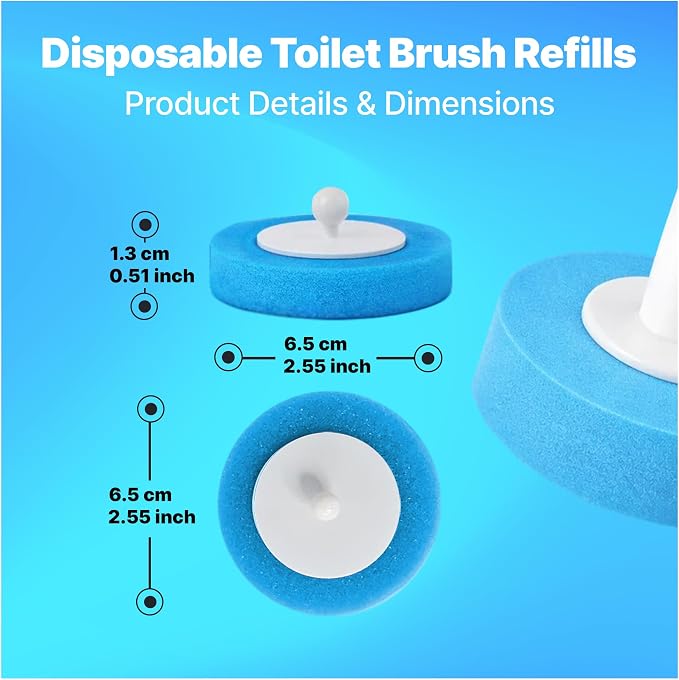 CiLoN 24 Pack Auto-Open Lid Disposable Toilet Bowl Brush & Holder Refills | Wall-Mounted Disposable Toilet Cleaning Set For Touch-Free Space-Saving Hygienic Modern Bathrooms (Ocean Breeze + 24 Sponge)