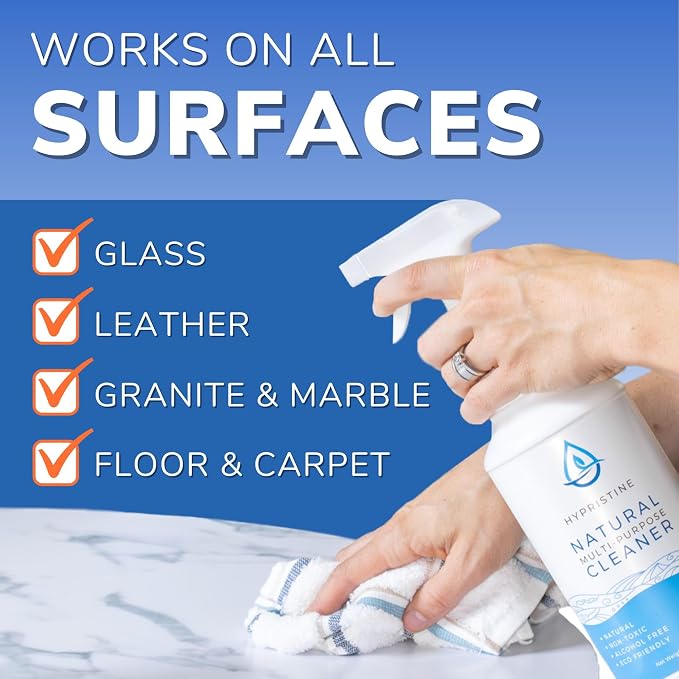 HYPRISTINE PURE Hypochlorous Acid Spray, Multi-Purpose Cleaner, Superior Shelf Life, 0% Bleach, 0% Alcohol, Food Contact Safe, Eliminate Non-Living Allergens, Remove Pet Odor, Clean Any Surface | 0% Bleach, 0% Alcohol, Food Contact Safe, Eliminate Non-...