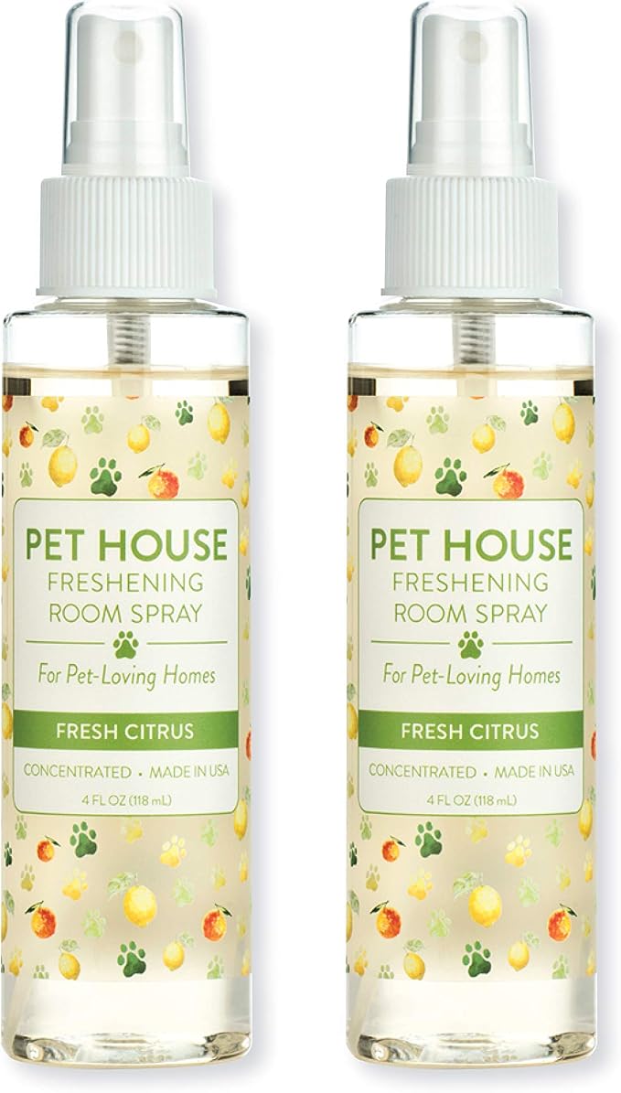One Fur All Room Spray for Pet Odor, 4 OZ Concentrated Pet Friendly Air Freshener, Fresh Citrus Pack of 2