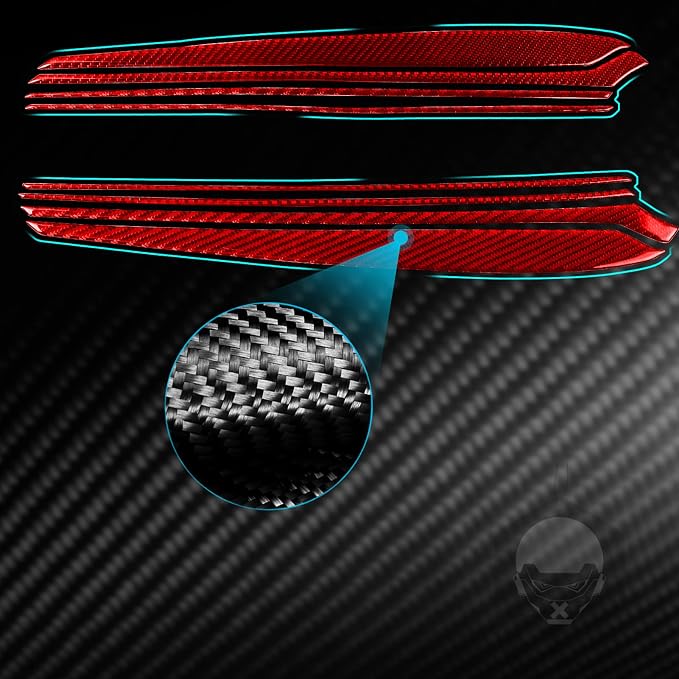 Red Real Carbon Fiber Trim for Tesla Accessories | for Model 3 2017-2022 / Model Y 2020-2024 Inner Door Side Panel Sticker Interior Thick Overlay Decal