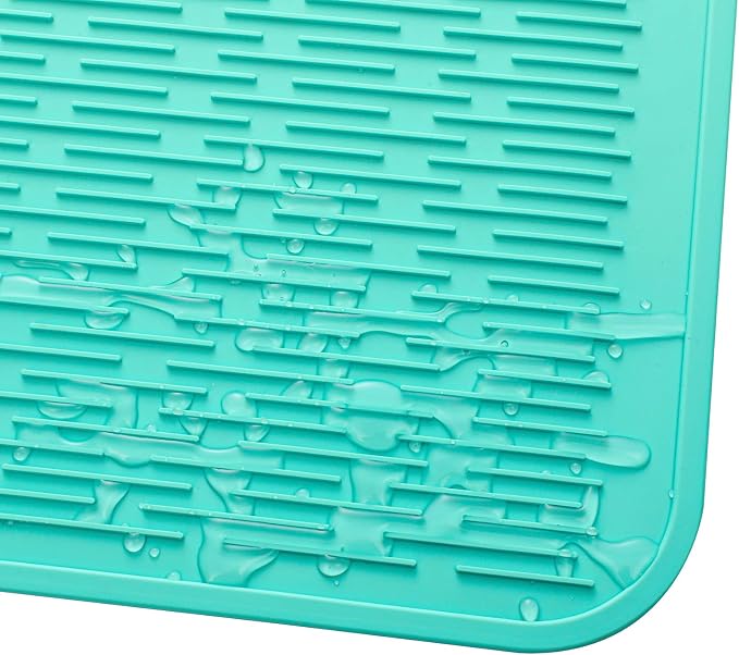 MicoYang Silicone Dish Drying Mat for Multiple Usage,Easy clean,Eco-friendly,Heat-resistant Silicone Mat for Kitchen Counter or Sink,Refrigerator or Drawer Liner Mint 3XL 28 inches x 18 inches