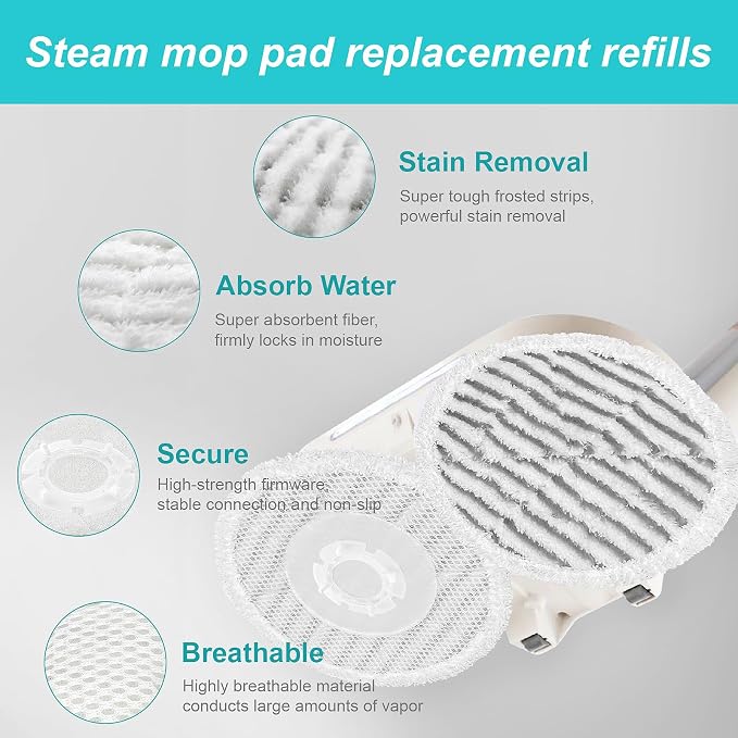 AIR U+ 8 Pack Steam Mop Replacement Pads for Shark Steam & Scrub Mop | Washable Steam Mop Pads for Various Floor Type, for Shark S8201 S8001 S7001 S7201 S7000AMZ S7000 S7005 S7020 S7001C Steam Mop