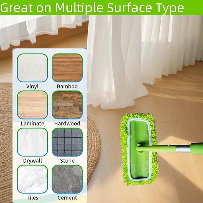 Reusable Chenille Mop Pads Compatible with Swiffer Sweeper 10-12″ Mops | 5 pack set,Reusable Wet & Dry Mop Refills, Microfiber