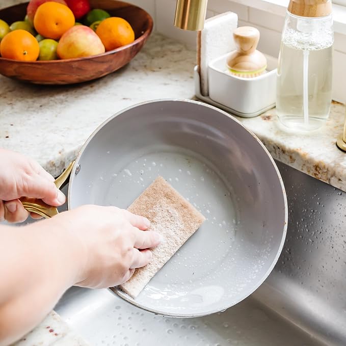 Full Circle Walnut Shell Scour Pads – Pack of 8 – Powerful, Non-Scratch Dish Scrubber Made with Plant-Based & Recycled Materials, Safe for Nonstick