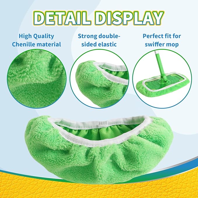 AmaVins Reusable 100% Coral Fleece Mop Pads Compatible with Swiffer | 3 Pack, Wet and Dry Flat Cover, Washable Wet Pads Refill, For Surface/Hardwood Floor Cleaning, Mop is Not Included