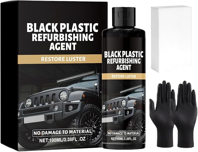 Trim Restorer Automotive 100ml Detailing | Oxidation Remover with Gloves and Sponge for Detailing Restoration Shine Interior Black Trim Dashboard