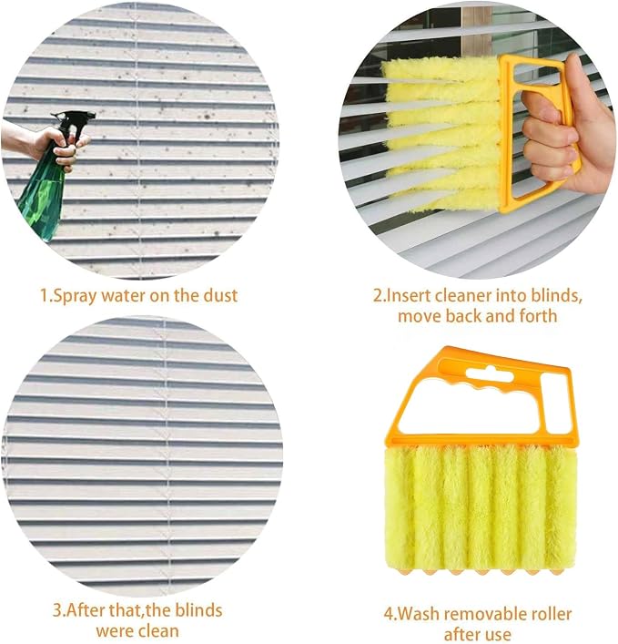 2 Pcs Blind Cleaner - Washable Window Blind Cleaner Duster Tool | Blind Duster for Wood Dlinds Mini Duster Brush Blind Dust Cleaner Venetian Shades Brush Window Air Conditioner Duster Dirt