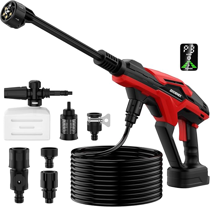 Cordless Portable Cleaning Tool for Milwaukee 18V Battery, 800 PSI Handheld Cleaning Tool with Brushless Motor, 6-in-1 Nozzle, 3 Level Adjustable for Car Yard Fence Wall Clean (Battery Not Included)