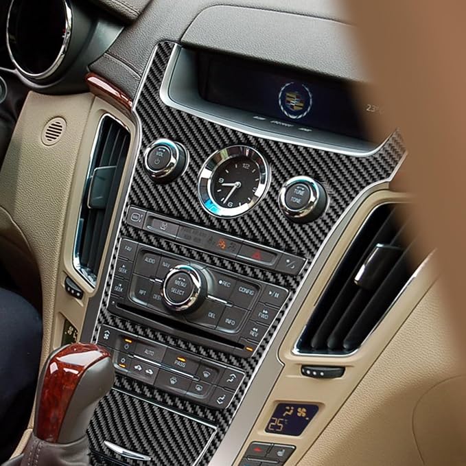 Central Control Gear Shift Panel Trim Compatible with Cadillac CTS 2008 2009 2010 2011 2012 2013 Anti-Scratch Panel Decorative Sticker Real Carbon Fiber