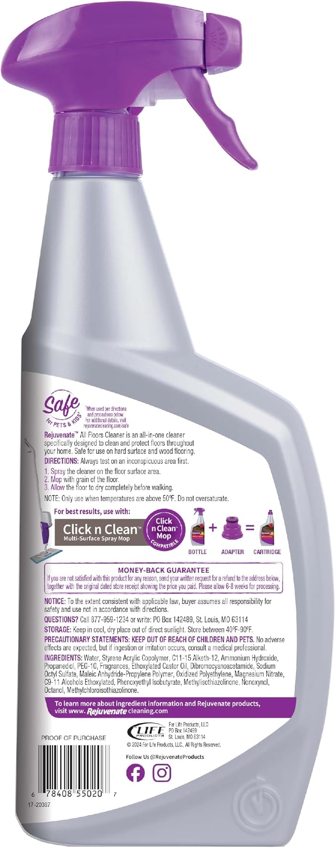 Rejuvenate All Floors Cleaner, 32 Ounces, Breaks Down Dirt and Grime, Cleans and Protects Floors Throughout Your Home, Including Sealed Hardwood, Tile, Vinyl, Laminate and More | Breaks Down Dirt & Grime, Use on Sealed Hardwood Laminate & More, Use wit...