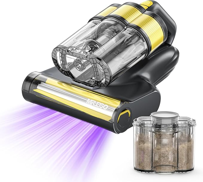 Cordless Mattress Vacuum Cleaner, 50000RPM Bed Vacuum with 253.7nm UV-C | 16000pa Powerful Suction, Ultrasonic, Dust Sensor & LED Display, Cordless, Washable HEPA Filter for Bed, Sofa, Couch
