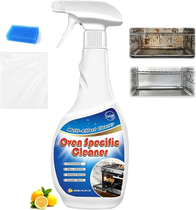 Snowlily Oven Rack & Grill Cleaner Spray, 16.9 Fl Oz, Multi-Purpose Heavy Duty Degreaser, Eliminates Thick Grease & Build-Up, Lemon Scent