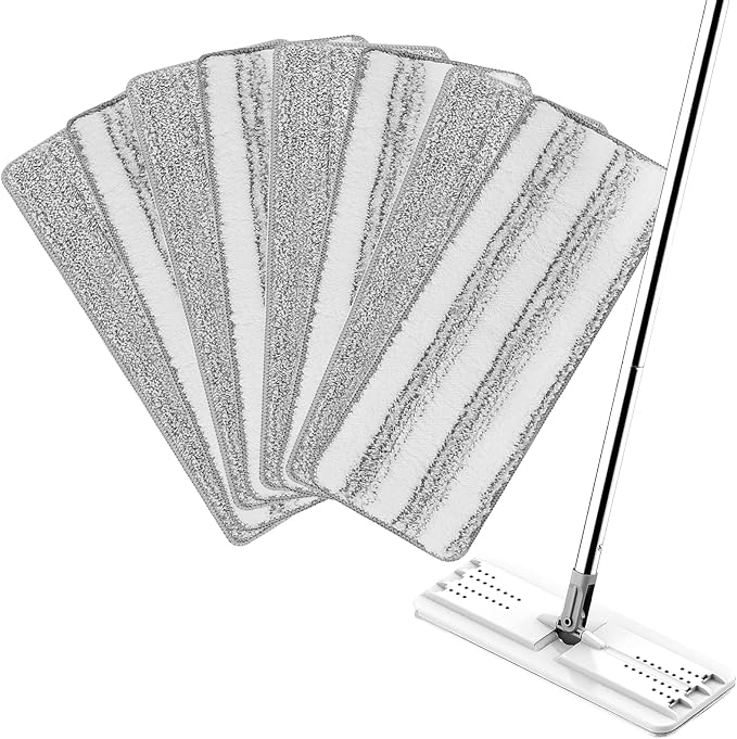 8 Pack Mop Replacement Pads Compatible with Joymoop Flat Mop | Reusable Microfiber Flat Mop Pads for Joy Mop, Washable Mop Head Replacement Fit for All 13" X 4.9" Squeeze Flat Floor Mop