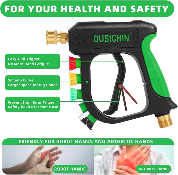 Pressure Washer Gun with Foam Cannon,4000 PSI Car Wash Kit Snow Foam Lance Sprayer with 1/4" Quick Connector and 5 Nozzle Tips,1L Bottle DUS2702