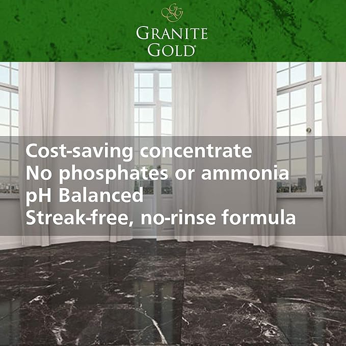 Granite Gold Stone And Tile Floor Cleaner - No-Rinse Deep Cleaning Granite, Marble, Travertine, Ceramic Solution - 32 Ounces (Packaging may vary)