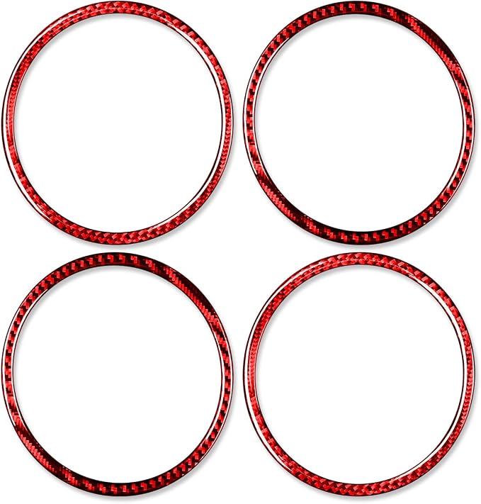 Red Real Carbon Fiber Trim for Nissan Rogue Accessories | for 2014-2020 / Rogue Sport 2017-2022 Door Inner Horn Ring Sticker Interior Thick Overlay Decal