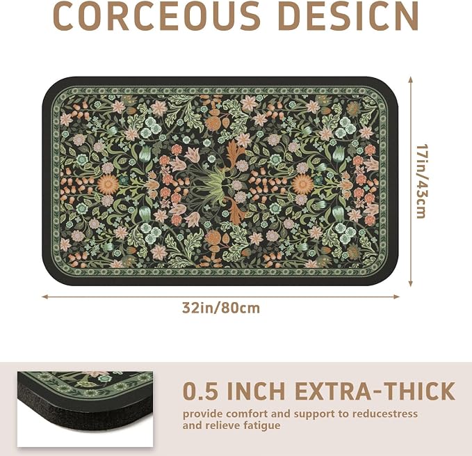 Dish Drying Mat for Kitchen Counter 17x32 Inch, Boho Quick Dry Coffee Mat | Made of super absorbent diatomite that quick dries dishes, coffee machine & sink area. Non-slip rubber base for countertop