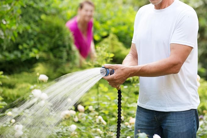 INNAV8 Garden Hose Nozzle Heavy Duty, Water Hose Sprayer Nozzle for Outdoor | THUMB CONTROL On Off Valve for Easy Water Control, 10 Spray Patterns - Water Hose Nozzle Head Attachment