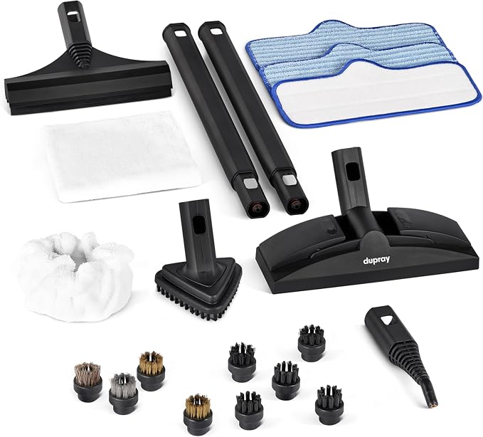 Dupray Neat Steam Cleaner for Home - 20 pieces | Powerful multipurpose steamer | Chemical-free cleaning for floor, car, wall, grout & kitchen | Steam mop|20 Accessories