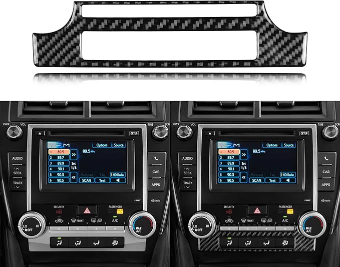 Real Carbon Fiber Trim for Toyota Camry Accessories | for 2012 2013 2014 Central Control Air Conditioning Panel Sticker Interior Thick Overlay Decal