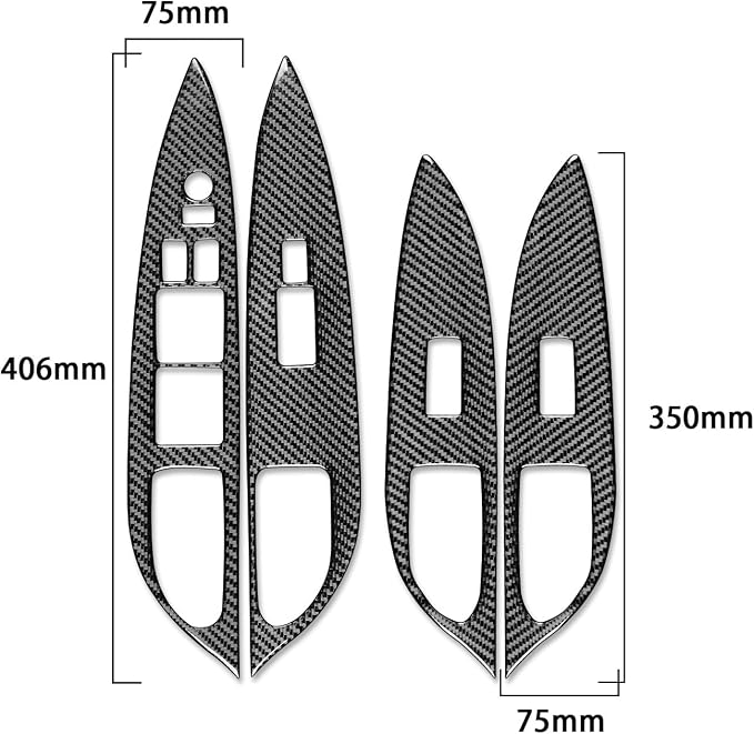 Real Carbon Fiber Trim for Infiniti Accessories | for G37 G25 Q60 Q40 X S Sedan 2008-2015 2009 2010 2011 2012 2013 2014 Window Lift Switch Panel Thick Overlay Decal - B