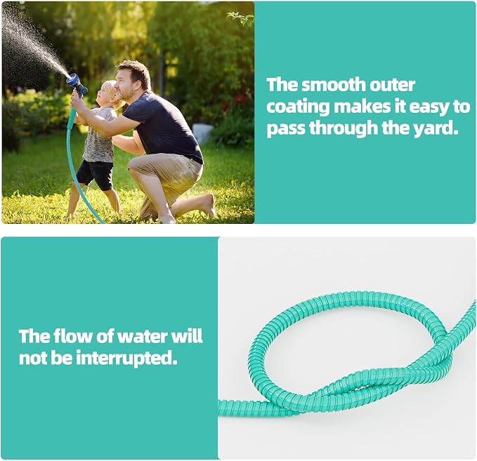 SPECILITE 75ft 304 Stainless Steel Metal Garden Hose with Nozzle (Aqua) | Puncture Resistant, Flexible, Never Kink & Tangle, Heavy Duty Water Pipe for Yard, Outdoor, Lawn