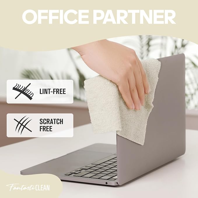 Fantasticlean Microfiber Cleaning Cloth Roll 4 Rolls 240 Pack, Tear Away Paperless Towels, 8" x 8", Reusable Washable Rags, House Kitchen, Pet, Office, Indoor Outdoor, Compact and Portable (Off-White)