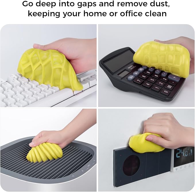 ColorCoral 2Pack Keyboard Cleaning Gel Kit Universal Dust Cleaner,Yellow | Car cleaning putty for PC Keyboard Car Detailing Slime Cleaning Laptop Dusting Home Office Electronic Computer Cleaning Slime