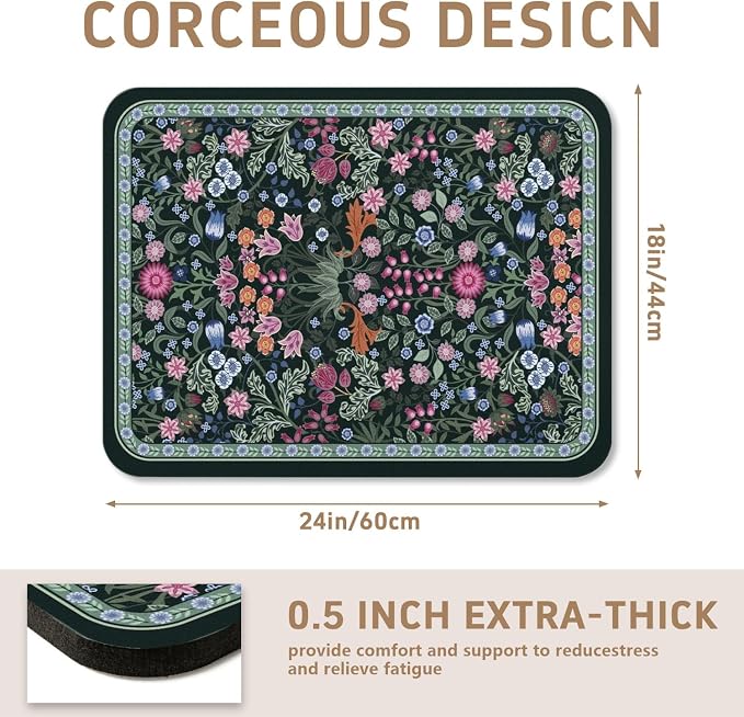 Dish Drying Mat for Kitchen Counter 18x24 Inch, Boho Quick Dry Coffee Mat | Made of super absorbent diatomite that quick dries dishes, coffee machine & sink area. Non-slip rubber base for countertop