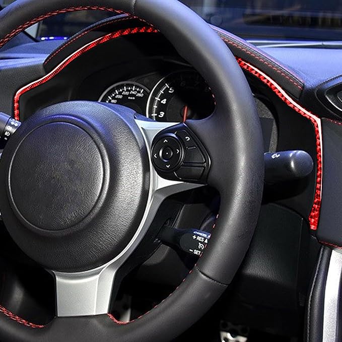 Red Trim Stickers Real Carbon Fiber Interior Instrument Panel Speedometer Surround Compatible with Subaru BRZ/Scion FR-S/Toyota 86 2016 2017 2018 2019 2020 Accessories Decals