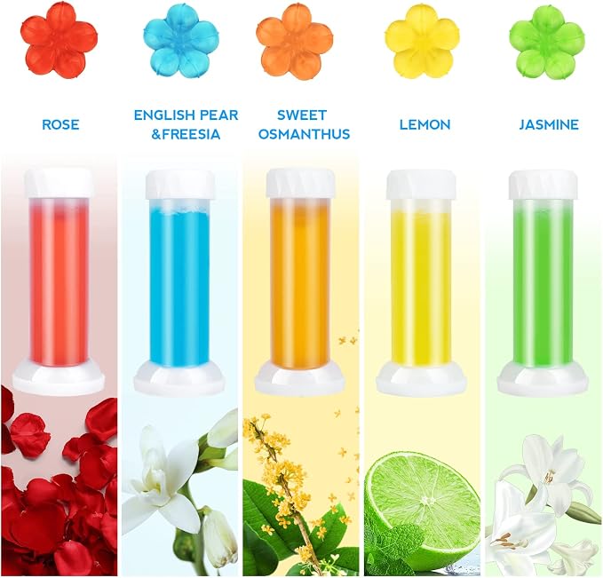 KILOSTEP Flower Toilet Gel Stamp, 60 Count Toilet Bowl Stamp Gel 5 Kinds Of Scent Toilet Bowl Cleaner