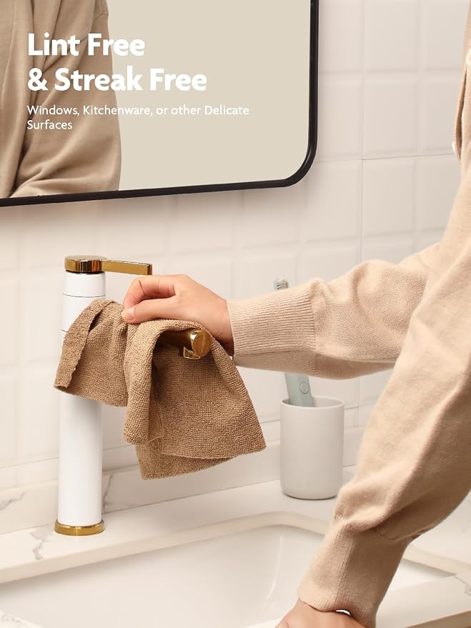 Fantasticlean Microfiber Cleaning Cloth Roll- 60 Sheets,12"x12"(Tan, Beige) | Super Absorbent, Lint-free, Tear-away Microfiber Towel Roll, for All-Purpose Cleaning, Reusable Alternative to Paper Towels