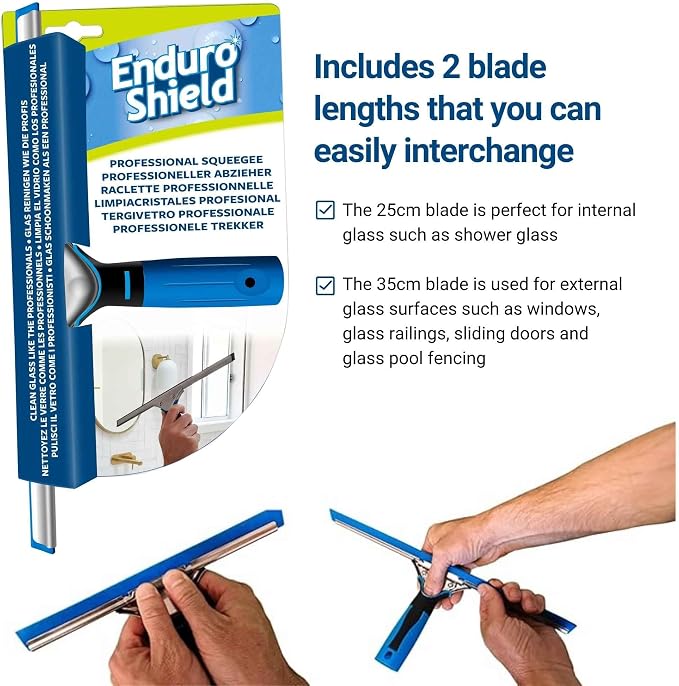 EnduroShield Professional Window Squeegee - 10 & 14 Inch Blades | Premium Silicone Blades | Streak-Free Results | Ergonomic Handle | Professional Grade (92)