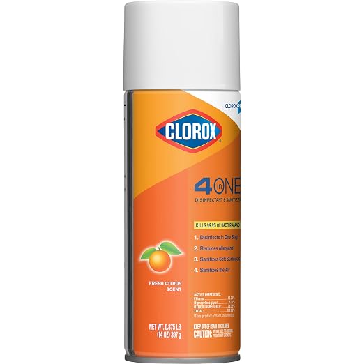 CloroxPro 4 in One Disinfecting Cleaner, Industrial Cleaning, 14 Ounce Spray Can, (12 Pack)
